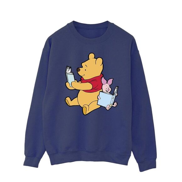 Winnie the Pooh Mens Reading Sweatshirt / Navy Blue